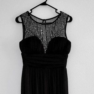 STRETCH BLACK MESH CUT OUT EMBELLISH